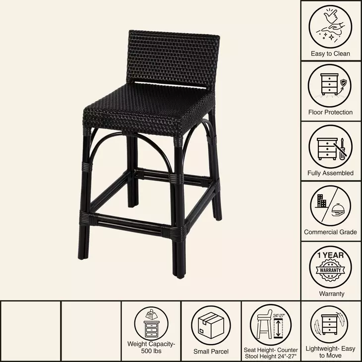 Serienna Black Counter Height Stool