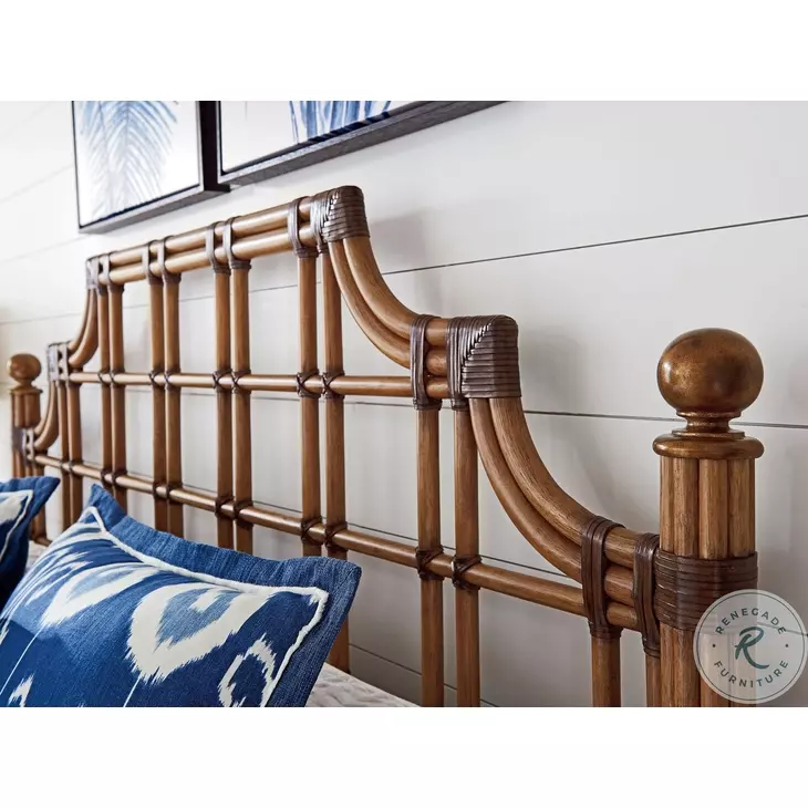 Twin Palms Warm Medium Umber Kitts Rattan King Poster Bed From