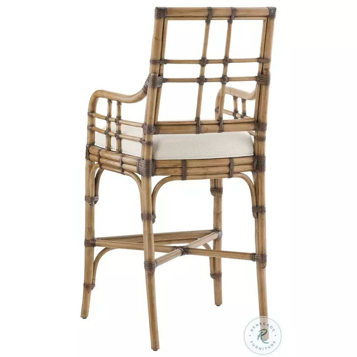 Twin Palms Soft Taupe And Ivory Lands End Bar Stool