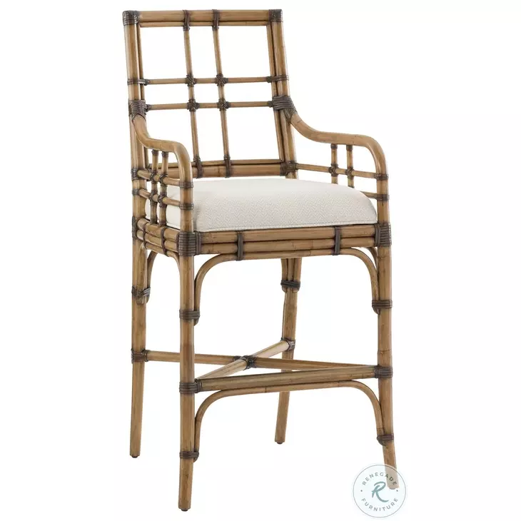 Twin Palms Soft Taupe And Ivory Lands End Bar Stool