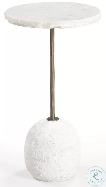 Aeirith Natural Edge White Marble And Antique Brass Accent Table