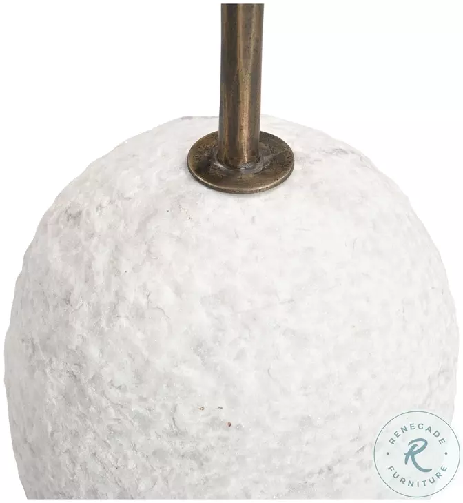 Aeirith Natural Edge White Marble And Antique Brass Accent Table