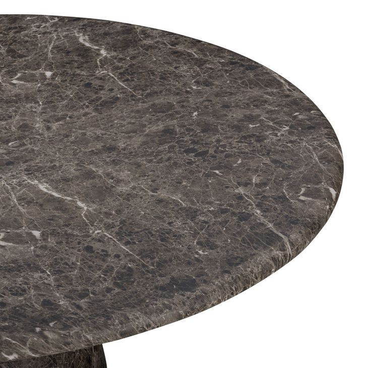 Cynthia Dark Emperador and Walnut Outdoor 54" Round Marble Top Dining Table