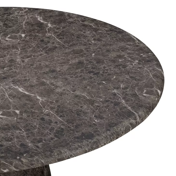 Cynthia Dark Emperador and Walnut Outdoor 54" Round Marble Top Dining Table