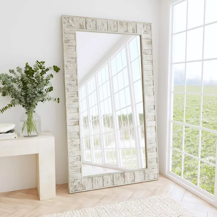 Astrid White Rectangular Floor Mirror