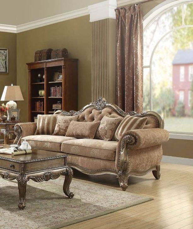 Ragenardus Pink 95" Sofa with Pillows and Nailhead Trim