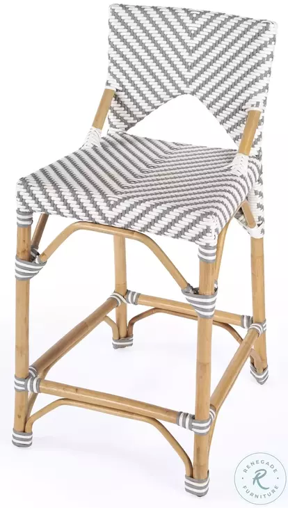 Creanly Grey Rattan Counter Height Stool
