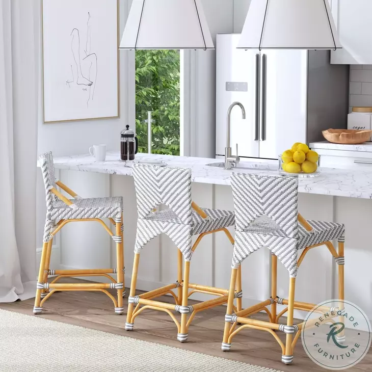 Creanly Grey Rattan Counter Height Stool