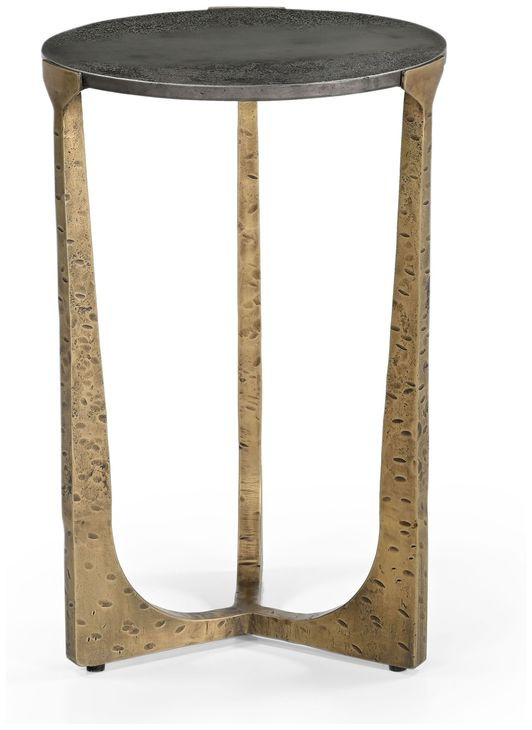 Amara Antique Brass and Nickel Round Accent Table