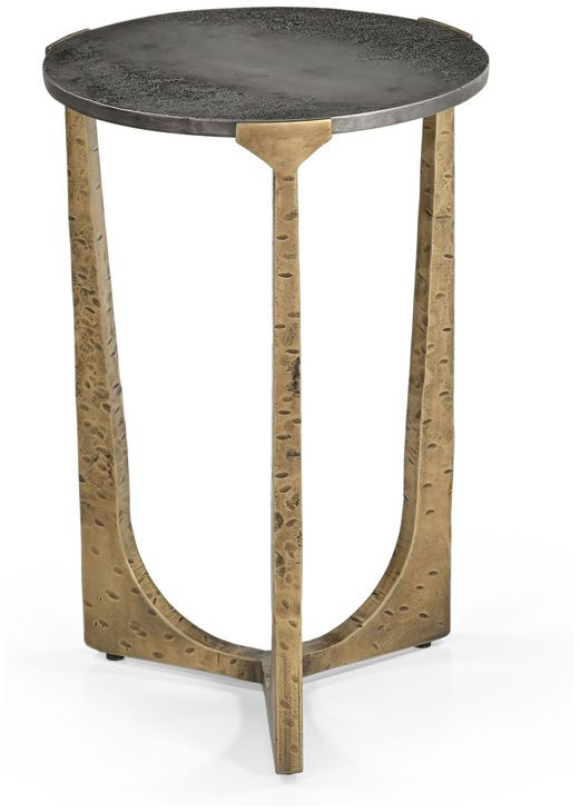 Amara Antique Brass and Nickel Round Accent Table