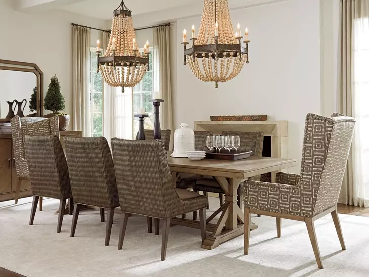 Cypress Point Milton Beige and Tan Upholstered Host Chair with Nailhead Trim