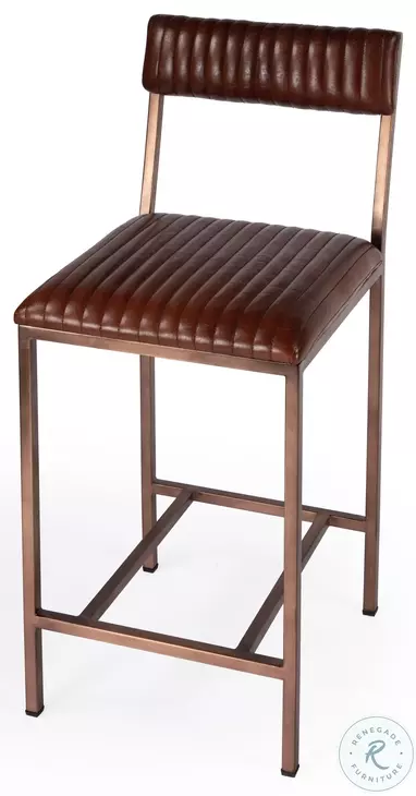 Houston Brown Leather 24" Counter Height Stool