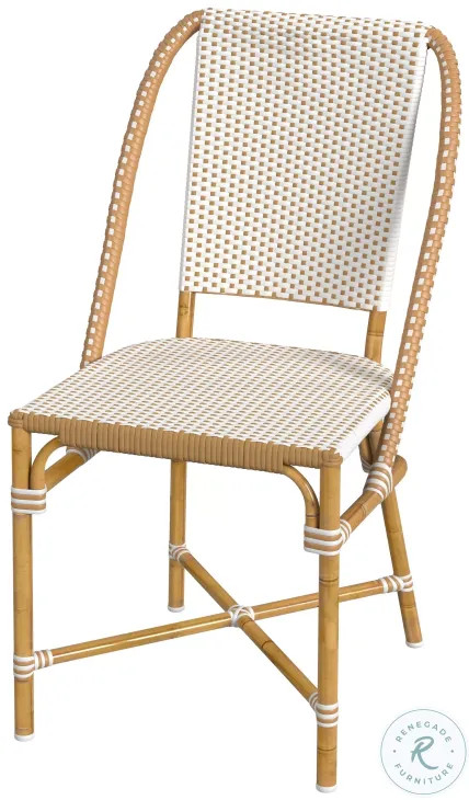 Tobias Beige and White Rattan Round Dining Room Set