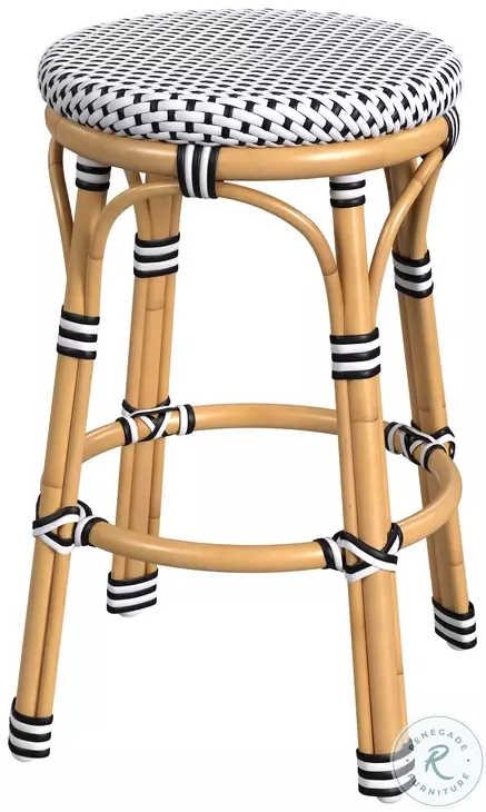 Tobias Black And White Outdoor Counter Height Stool