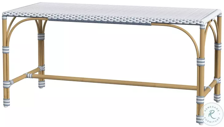 Tobias White and Sky Blue Dot Outdoor Bench