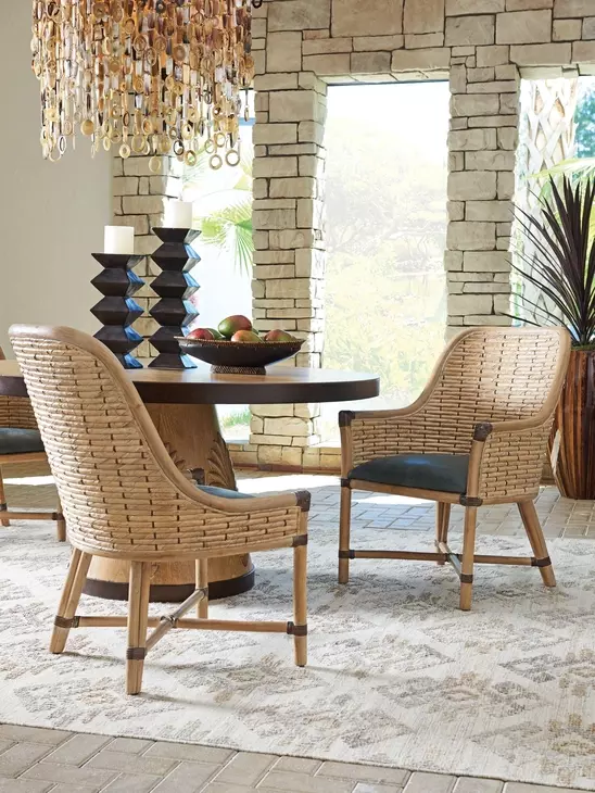 Los Altos Keeling Blue Leather Upholstered Arm Chair