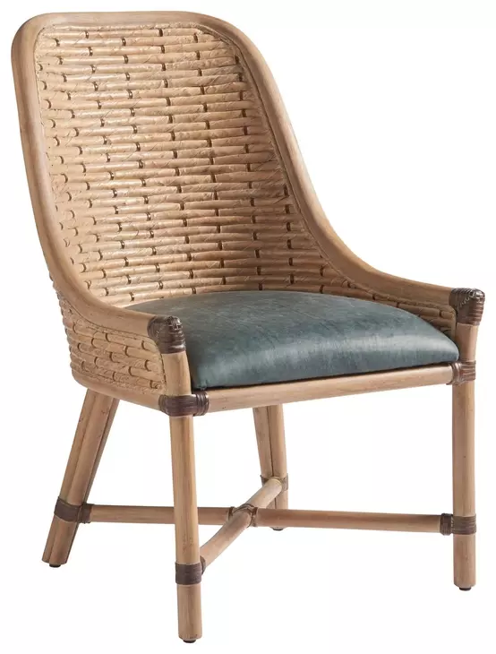 Los Altos Keeling Blue Leather Upholstered Side Chair