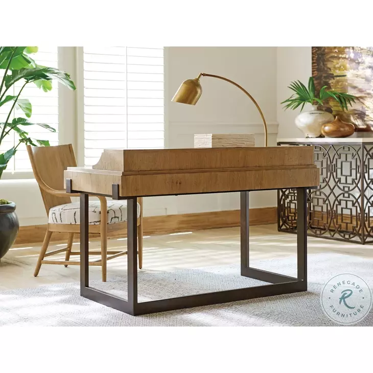 Los Altos Natural Oak Stain And Aged Bronze Kendelston Writing Desk