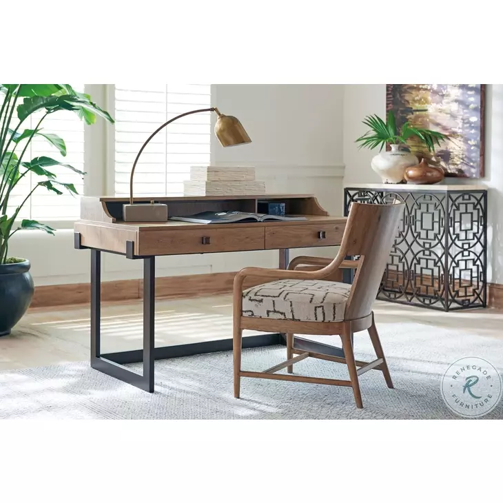 Los Altos Natural Oak Stain And Aged Bronze Kendelston Writing Desk