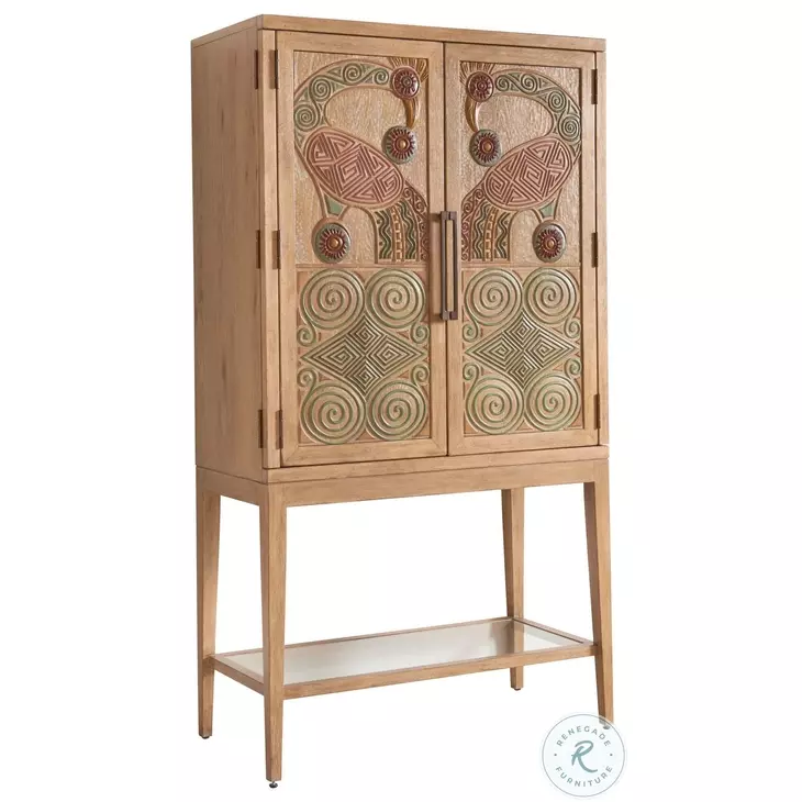 Los Altos Natural Oak Stain Cameroon Bar Cabinet