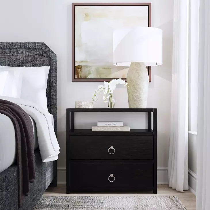 Lark Black 28" Rectangular 2 Drawer Nightstand