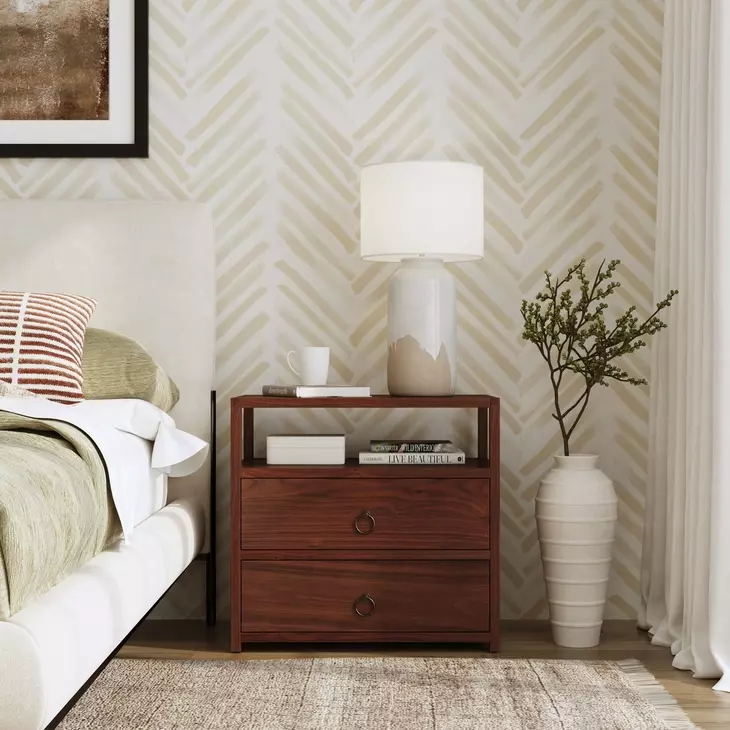 Lark Medium Brown 28" Rectangular 2 Drawer Nightstand
