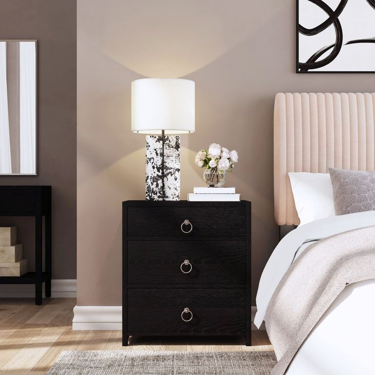 Lark Black 25" 3 Drawer Nightstand