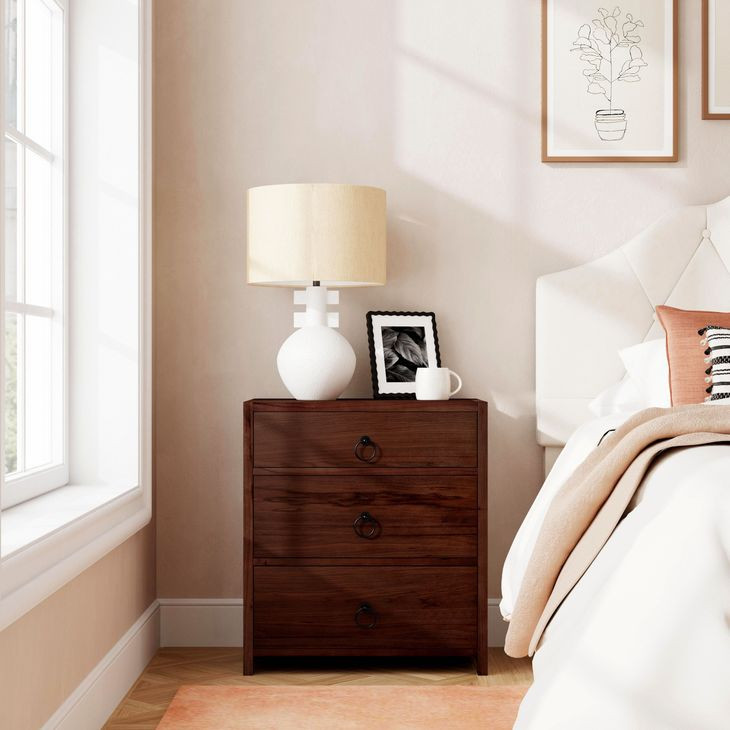 Lark Medium Brown 25" 3 Drawer Nightstand