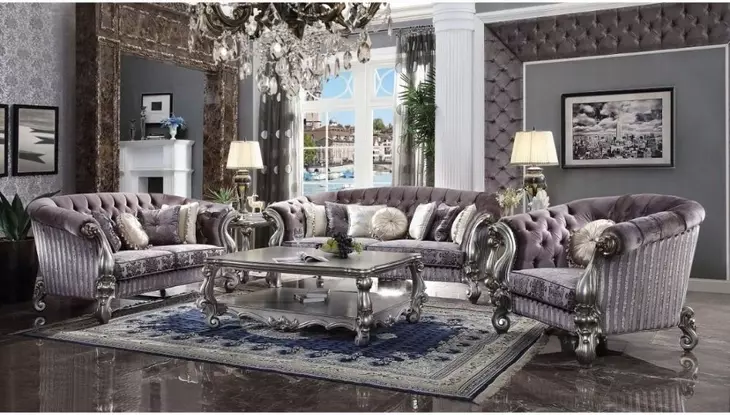 Versailles Brown 76" Loveseat with Pillow and Nailhead Trim