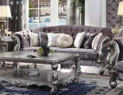 Versailles Brown Living Room Set with Nailhead Trim