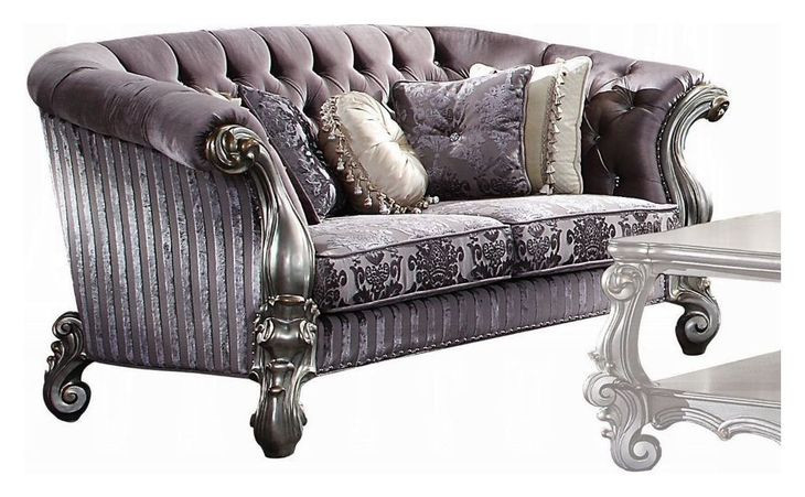 Versailles Brown 76" Loveseat with Pillow and Nailhead Trim