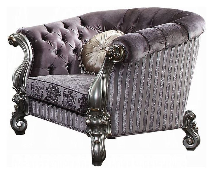 Versailles Brown Upholstered Accent Chair with Pillows and Nailhead Trim