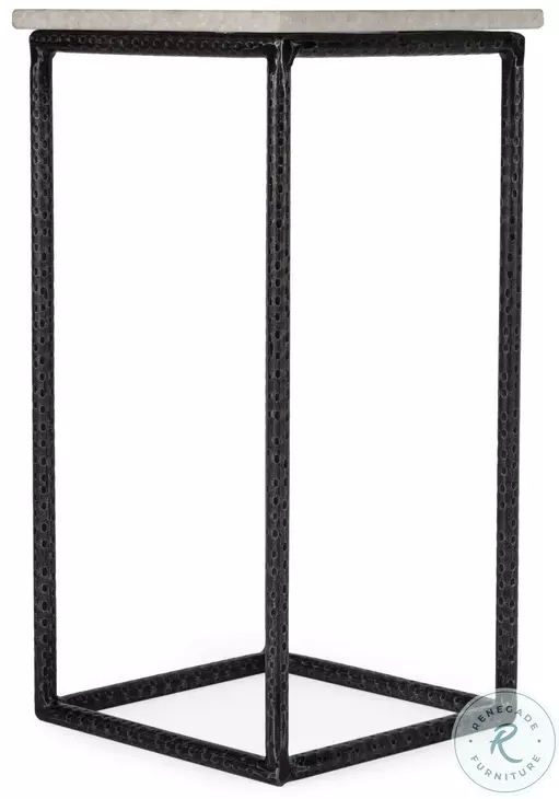 Mabel White Marble And Black Metal Square Accent Table