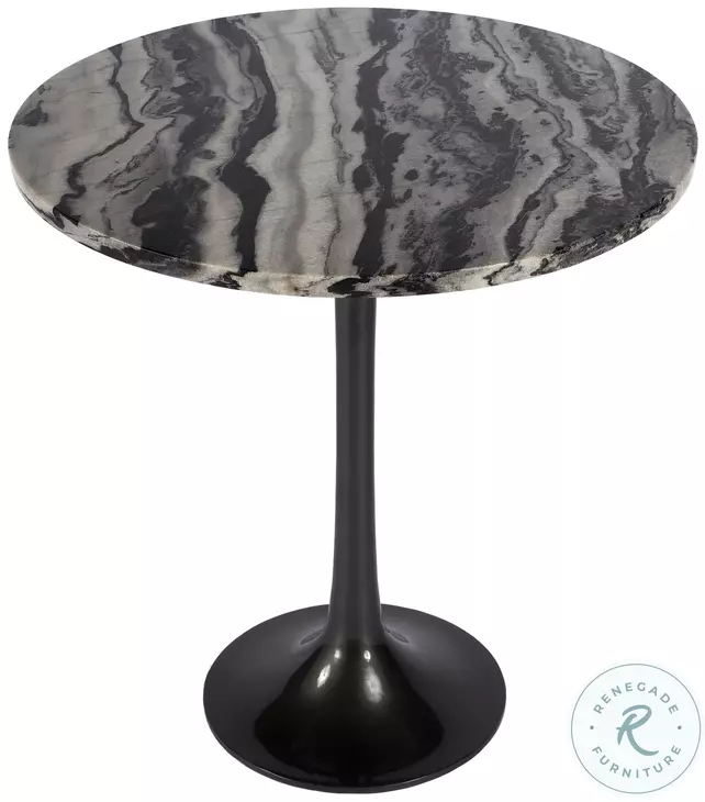 Paxton Black and White Marble Round Side Table