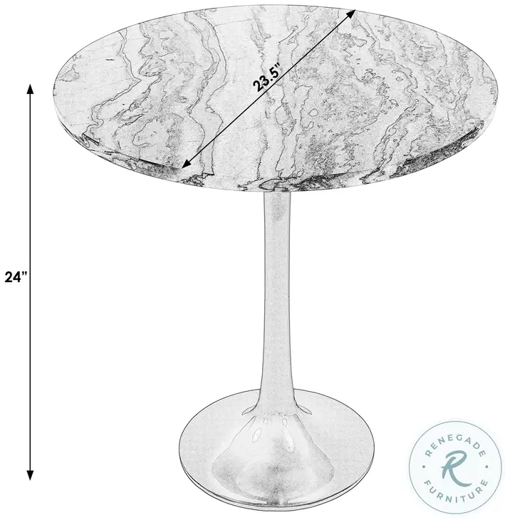 Paxton Black and White Marble Round Side Table