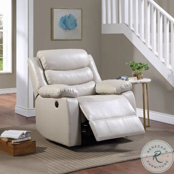Eilbra Beige Synthetic Leather Power Recliner