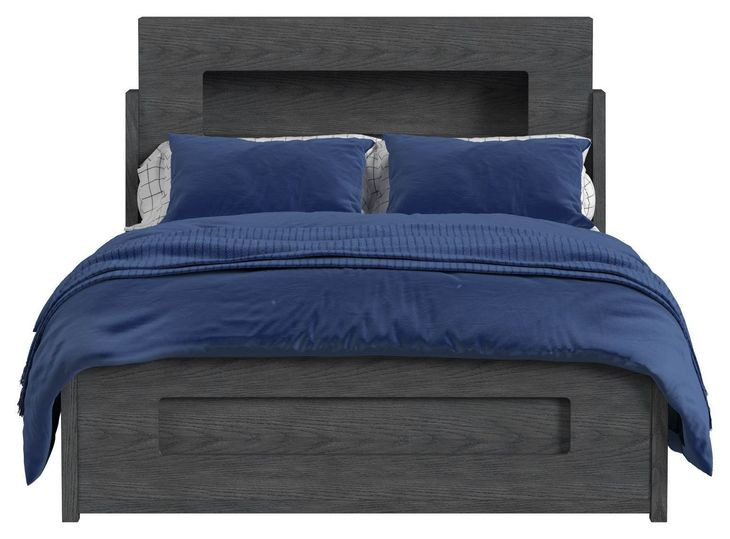 Darby Midnight Blue Full Storage Panel Bed with USB Charging and LED