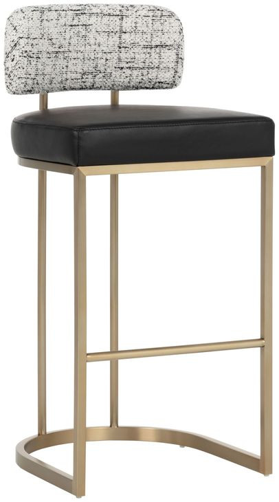 Larissa Bravo Black and Halton Birch Performance Fabric Bar Stool