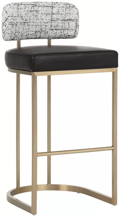 Sylvara Bravo Black and Halton Birch Performance Fabric Bar Stool
