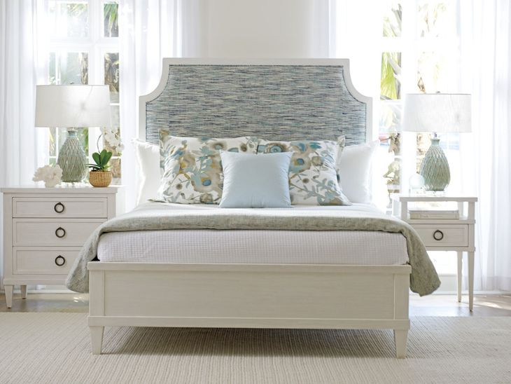 Ocean Breeze Belle Isle Carribean Sands and Blue King Upholstered Panel Bed