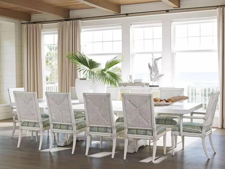 Ocean Breeze Regatta Blue and White Upholstered Side Chair