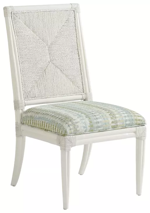 Ocean Breeze Regatta Blue and White Upholstered Side Chair