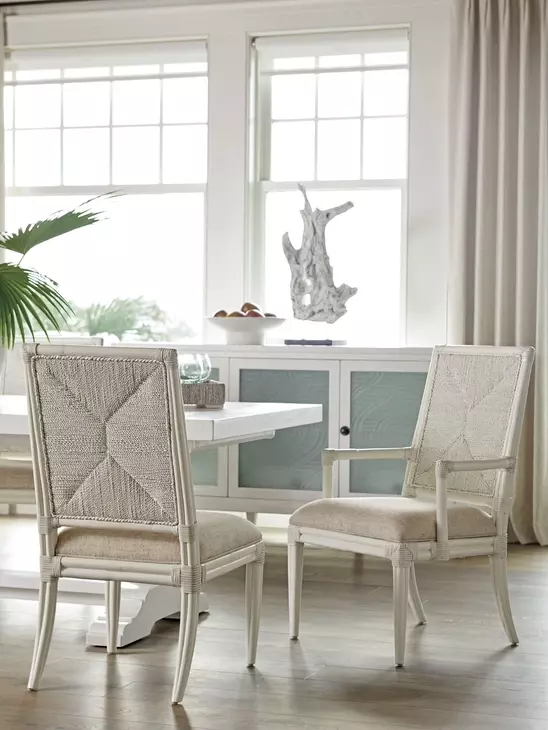 Ocean Breeze Regatta Blue and White Upholstered Side Chair