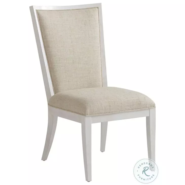 Ocean Breeze Sandy White Sea Winds Performance Fabric Upholstered Side Chair