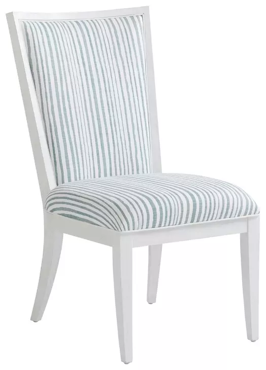 Ocean Breeze Sea Winds Blue and White Upholstered Side Chair