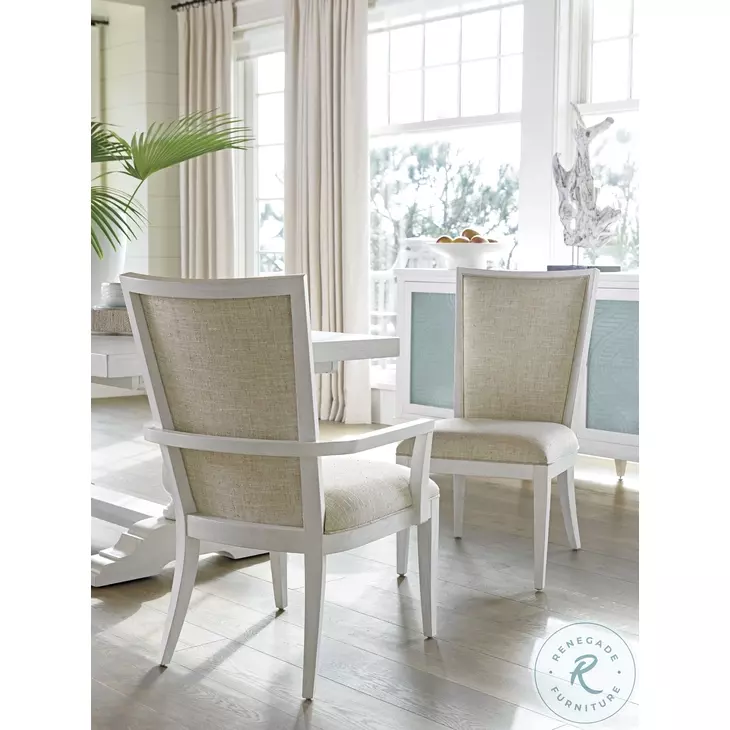 Ocean Breeze Sandy White Sea Winds Performance Fabric Upholstered Arm Chair