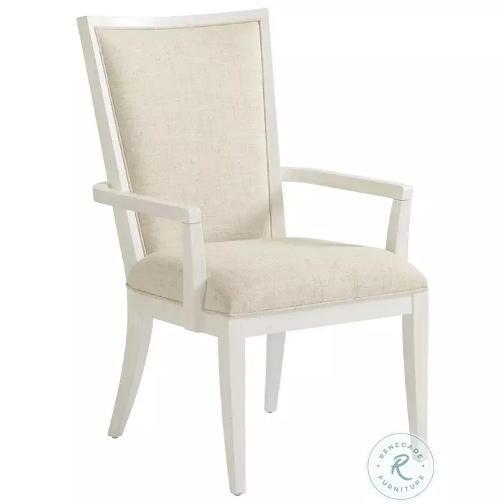 Ocean Breeze Sandy White Sea Winds Performance Fabric Upholstered Arm Chair