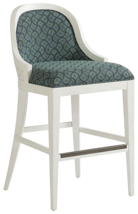 Ocean Breeze Lantana Blue Upholstered Bar Stool