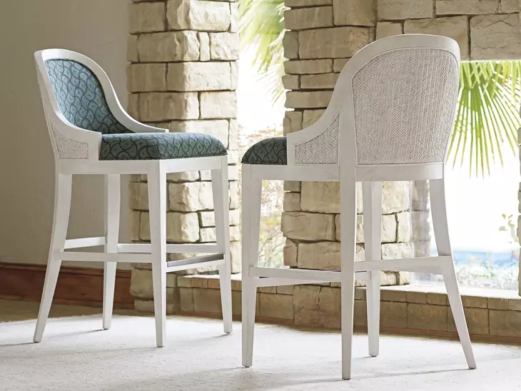 Ocean Breeze Lantana Blue Upholstered Bar Stool