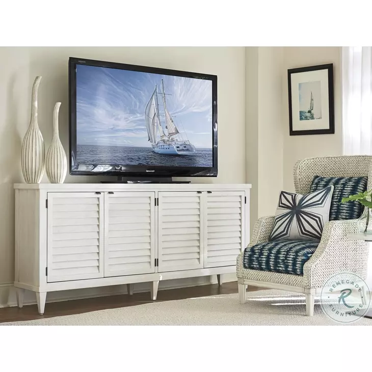 Ocean Breeze Shell White Lantern Bay TV Stand